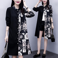 枫述洋气衬衫欧货潮时髦大码女装2021春装新款胖mm长款衬衣连衣裙上衣