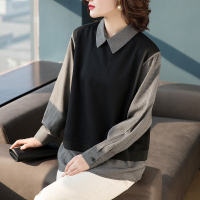 枫述衬衫大码女装2021新款春装胖妹妹宽松遮肚子韩版减龄娃娃领衬衣女