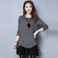 枫述大码a字连衣裙春装2021年新款显瘦胖mm女装中长款遮肚子打底衫女