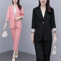 枫述大码西装套装女2021年春秋新款韩版胖MM气质显瘦时尚休闲两件套潮