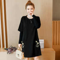 枫述胖妹妹大码假两件连衣裙2021新款女装春装长款打底衫加肥加大裙子