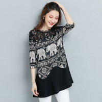 枫述加肥加大t恤夏装上衣七分袖大码雪纺衫女胖MM女装春装中长款洋气