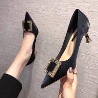 银色高跟鞋女2021春季新款设计感小众气质法式浅口尖头一脚蹬单鞋