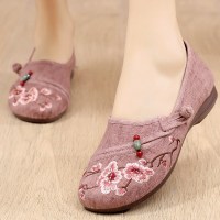 民族风绣花鞋女老北京布鞋妈妈鞋百搭古风茶艺师工作鞋平底汉服鞋