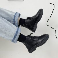 槿岸机车短靴女潮百搭2020秋低帮靴子黑色平底马丁靴女夏季薄款英伦风