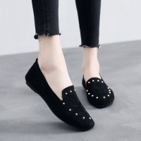 枫述春季老北京布鞋女鞋 单鞋黑色工作鞋 百搭 平底孕妇鞋韩版 豆豆鞋