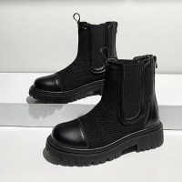 枫述槿岸切尔西烟筒马丁靴女2021年新款增高单靴薄款炸街秋瘦瘦短靴