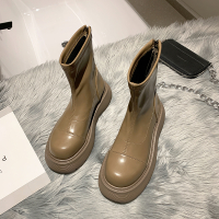 枫述槿岸短筒靴子女鞋2021年秋新款单靴马丁松糕厚底秋季瘦瘦短靴