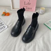 枫述桔宿法式复古短靴女2021秋季新款马丁靴百搭英伦风小皮鞋连袜靴ins潮