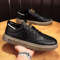 枫述浩壤男鞋2022春季新款男士休闲黑色皮鞋厨师厨房工作板鞋百搭潮鞋