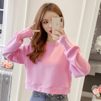 枫述卫衣女2021春秋薄款韩版时尚新款宽松慵懒风小个子高腰短款上衣潮