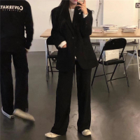 枫述盐系炸街西装套装女春装气质轻熟风时尚洋气黑色小西服上衣两件套