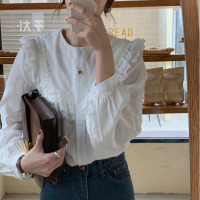 枫述白色衬衫女蕾丝花边设计感小众上衣2021新款春季韩版宽松白衬衣