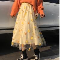 枫述刺绣半身裙女2021年春季裙子新款纱裙高腰显瘦中长款蕾丝网纱裙