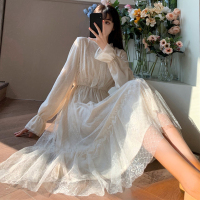 枫述超仙森系连衣裙女春款2021年春秋新款白色蕾丝裙子初恋系仙女裙