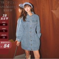 枫述2021年春秋新款女装茶歇法式炸街收腰短裙连衣裙牛仔裙设计感小众