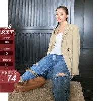 枫述韩国高腰阔腿破洞牛仔裤女直筒宽松显瘦泫雅风拖地裤2021春秋新款