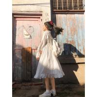 枫述日系初恋裙白色连衣裙女春季超仙裙森系甜美娃娃裙荷叶边裙子春款