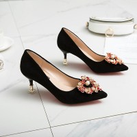 枫述主婚纱婚鞋2021年新款结婚鞋子新娘鞋尖头浅口高跟伴娘鞋细跟单鞋