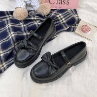 枫述小皮鞋女2021春季新款韩版学院风百搭蝴蝶结单鞋日系复古jk制服鞋