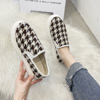 枫述厚底乐福鞋女2021春季新款欧洲站复古增高休闲小香风千鸟格面包鞋