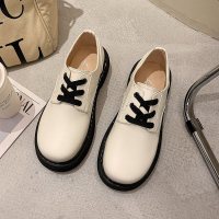 枫述小皮鞋女2021春季新款韩版原宿风厚底乐福鞋百搭学院风大头单鞋潮