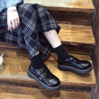 枫述英伦小皮鞋女2021春季新款软皮厚底棕色日系复古软妹大头娃娃单鞋