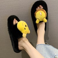 枫述增高小熊毛毛拖鞋女外穿家居网红欧洲站百搭秋冬厚底保暖棉拖鞋冬