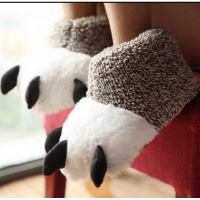 枫述冬保暖卡通虎恐龙爪熊掌居家厚底毛绒室内防滑情侣男女棉爪子拖鞋