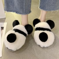 枫述熊猫厚底毛毛绒棉拖鞋女可爱外穿冬天ins潮个性室内居家用少女心