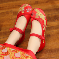 枫述中式婚鞋女红色复古老北京绣花鞋结婚礼秀禾鞋内增高敬酒新娘鞋子