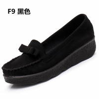 枫述新款老北京布鞋女春秋单鞋坡跟软底中跟工作鞋厚底圆头休闲豆豆鞋