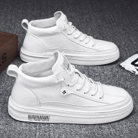 枫述男鞋春季2021新款潮鞋子休闲帆布韩版潮流百搭飞行员高帮小白板鞋