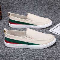 枫述2021新款男鞋春季透气一脚蹬休闲帆布鞋潮流百搭豆豆懒人布鞋潮鞋