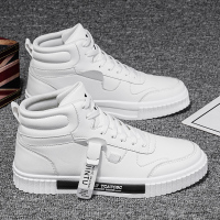 枫述春季男鞋2021年新款潮流休闲百搭韩版帆布小白板鞋青少年高帮潮鞋