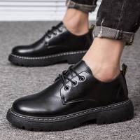 枫述2021新款春季男靴英伦风马丁靴男低帮黑色皮鞋潮流男士靴子工装鞋