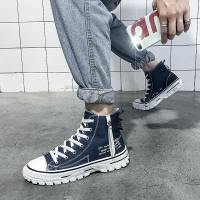 枫述2021新款马丁靴男靴子百搭韩版高帮帆布鞋春季英伦风男士中帮潮鞋