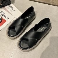 枫述2021新款韩版软底舒适平底鱼嘴两穿凉拖女夏简约百搭防滑孕妇凉鞋