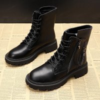 枫述马丁靴女酷春秋2021年新款中筒靴子小众单靴薄款厚底内增高短靴