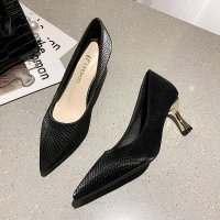 枫述职业高跟鞋女细跟2021年秋季新款女鞋中跟尖头工作鞋女温柔小单鞋