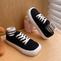 枫述丑萌方头单鞋帆布鞋女2021秋季新款软底平底女士小众大头豹纹板鞋