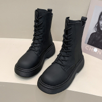 枫述马丁靴女春秋单靴2021年秋季新款帅气机车靴子松糕厚底瘦瘦短靴潮