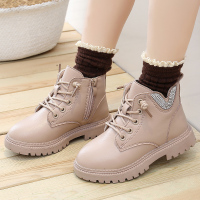 枫述女童马丁靴2021款短靴秋冬季加绒公主皮靴儿童靴子棉靴学生童鞋