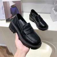 枫述网红松糕底小众乐福鞋女2022年春秋新款金属链英伦风百搭小皮鞋女