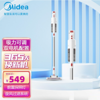 美的(Midea)无线吸尘器P60 手持大吸力双电机车载家用二合一小型手持式吸尘除螨长续航家庭适用 白色(线下同款)