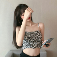 婕秘性感心机豹纹内搭吊带春夏设计感短款小众背心外穿露肩打底上衣女