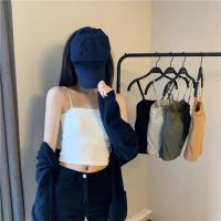 婕秘2020修身法式一字领平口带胸垫裹胸露肚脐抹胸小吊带背心女ins潮