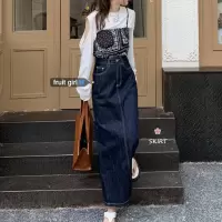 婕秘FRUITY韩国ins中长款高腰显瘦牛仔裙女春季复古开叉包臀半身长裙