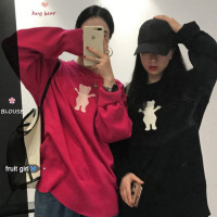 婕秘FRUITY韩版chic可爱小熊套头毛衣女春季学生宽松慵懒风情侣针织衫