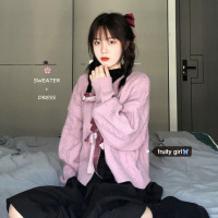 婕秘FRUITY甜美日系绑带针织开衫+内搭中长款高腰半身裙减龄套装裙女